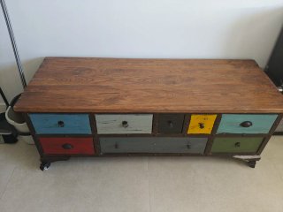 Mueble cajonera madera y metal