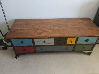 Mueble cajonera madera y metal