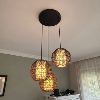 Lámpara colgante ratán y metal
