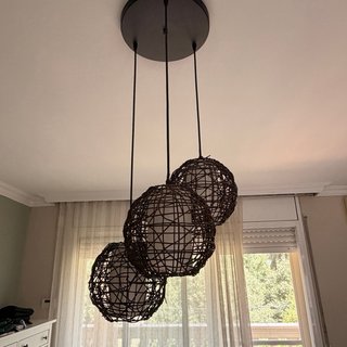 Lámpara colgante ratán y metal
