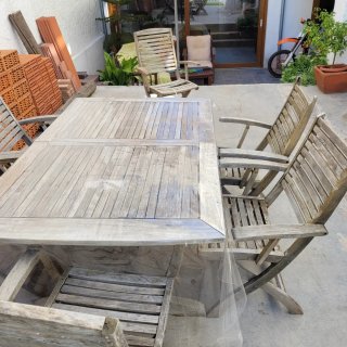 Conjunto Terraza: 6 Sillas y Mesa Extensible