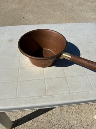 Paiolo in rame con manico in legno