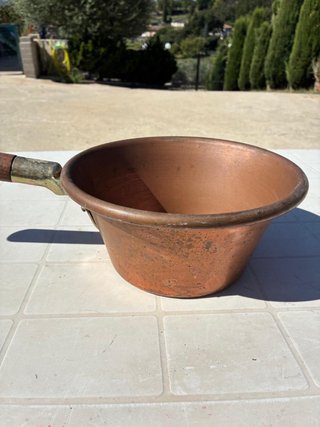 Paiolo in rame con manico in legno