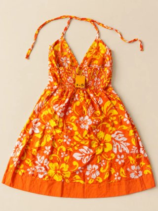 Vestido corto naranja estampado floral