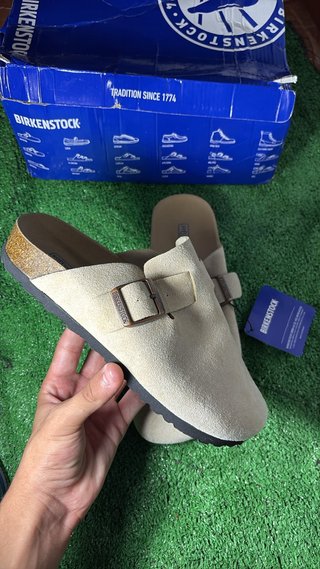 Birkenstock Boston Ante Taupe - Soft Footbed
