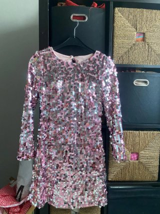 Vestido rosa lentejuelas manga larga