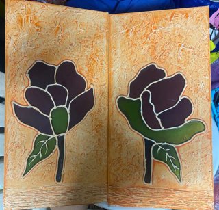 2 Cuadros Decorativos Flores Naranja