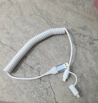 Cable Carga Espiral USB a 2 Conectores