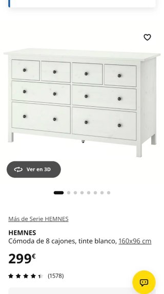 Cómoda Hemnes 8 cajones blanca
