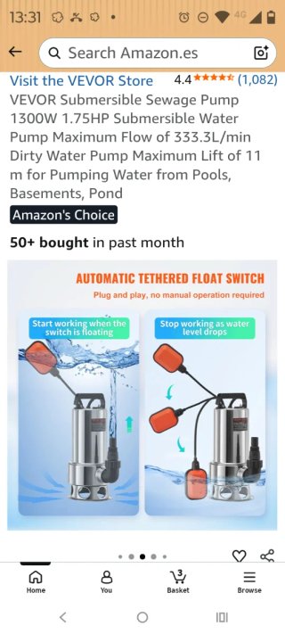 Bomba de agua sumergible VEVOR 1300W