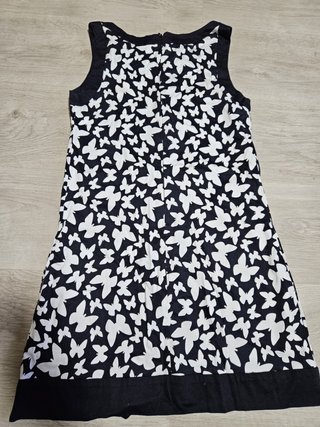 Vestido Blanco y Negro Mariposas