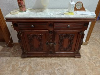 Taquillon antiguo madera y mármol