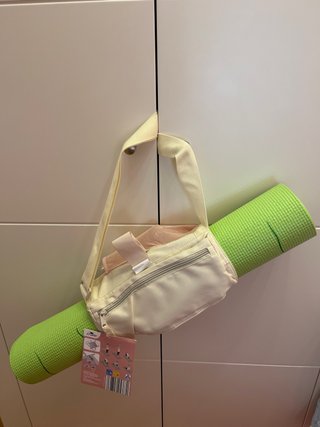 Bolsa para esterilla de yoga beige/rosa