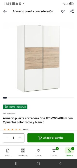 Armario 2 puertas correderas blanco y roble