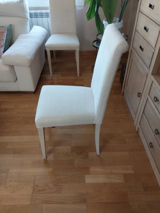Silla de comedor tela y madera beige