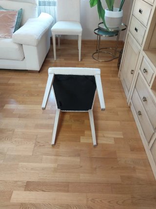 Silla de comedor tela y madera beige