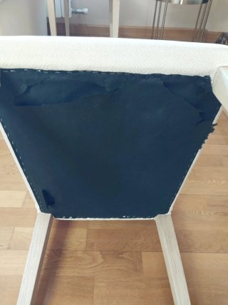 Silla de comedor tela y madera beige