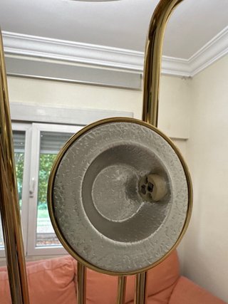 Lampada da terra retrò dorata e rosa