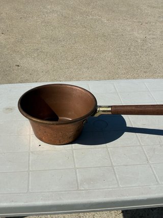 Paiolo rame vintage manico legno