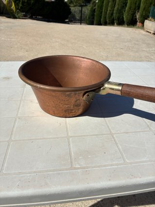 Paiolo rame vintage manico legno