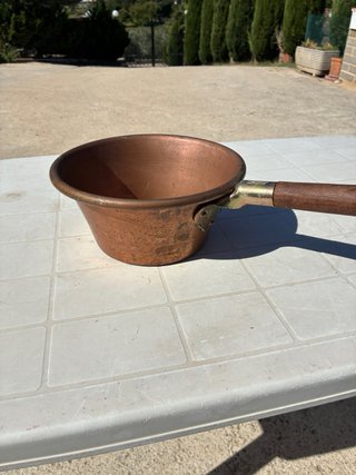 Paiolo rame vintage manico legno