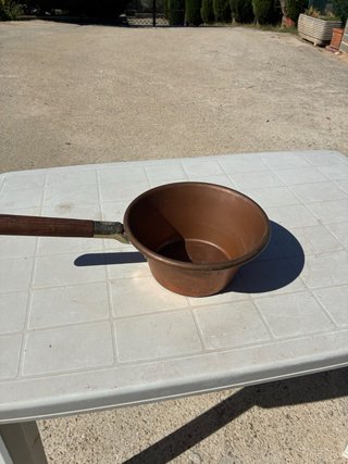 Paiolo rame vintage manico legno
