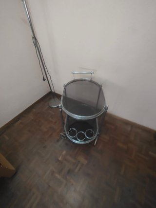 Carrito bar vintage cromo y cristal