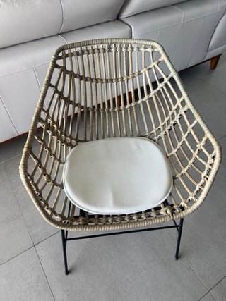 Silla Ratán Beige y Metal