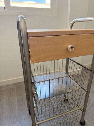 Carrito Auxiliar Cocina con Cajón y Cestas