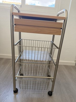 Carrito Auxiliar Cocina con Cajón y Cestas