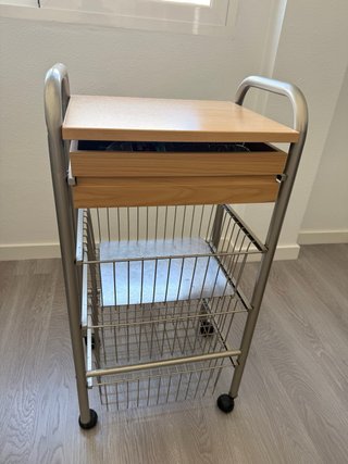 Carrito Auxiliar Cocina con Cajón y Cestas