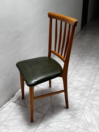 Silla Vintage Madera y Polipiel Verde