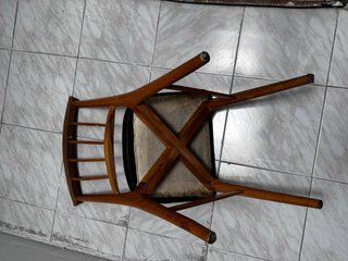 Silla Vintage Madera y Polipiel Verde