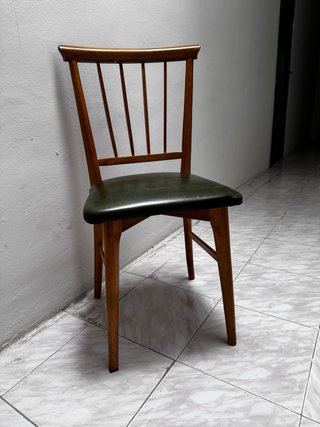 Silla Vintage Madera y Polipiel Verde