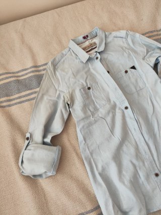 Camisa Bershka azul de manga larga