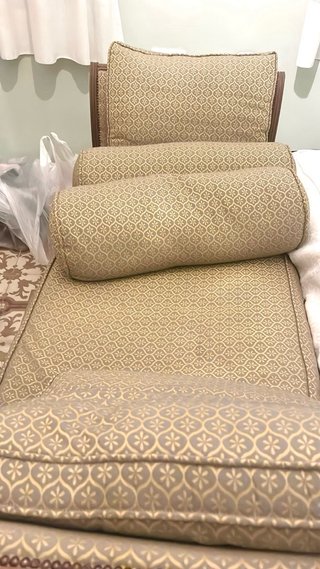 Banqueta sofá tela y madera
