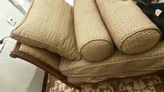 Banqueta sofá tela y madera