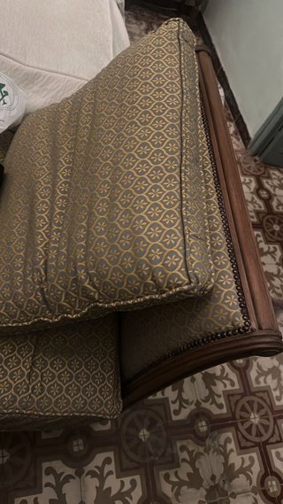 Banqueta sofá tela y madera