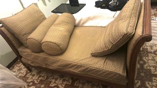 Banqueta sofá tela y madera