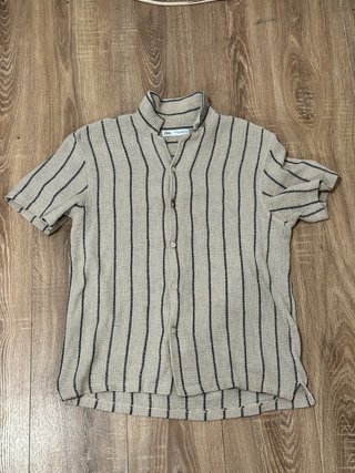 Camisa Zara Rayas Beige Talla M