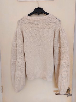 Jersey blanco flores relieve Talla M