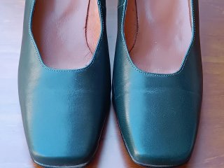 Zapatos de salón verde botella