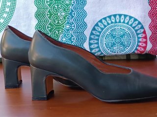 Zapatos de salón verde botella