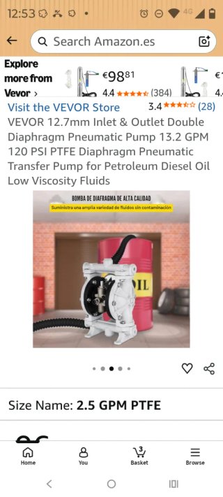 Bomba Neumática VEVOR 13.2 GPM PTFE