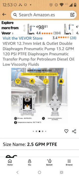 Bomba Neumática VEVOR 13.2 GPM PTFE