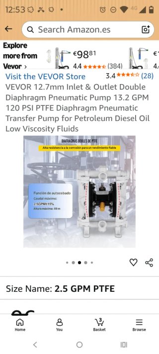 Bomba Neumática VEVOR 13.2 GPM PTFE