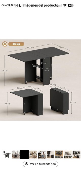 Mesa de comedor extensible negra