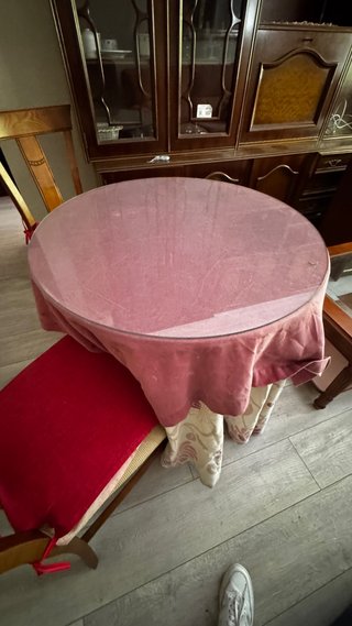 Mesa camilla redonda cristal y tela