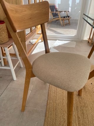 Mesa comedor cristal + 4 sillas madera + banco