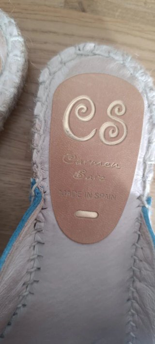 Zapatilla esparto CS azul con flecos